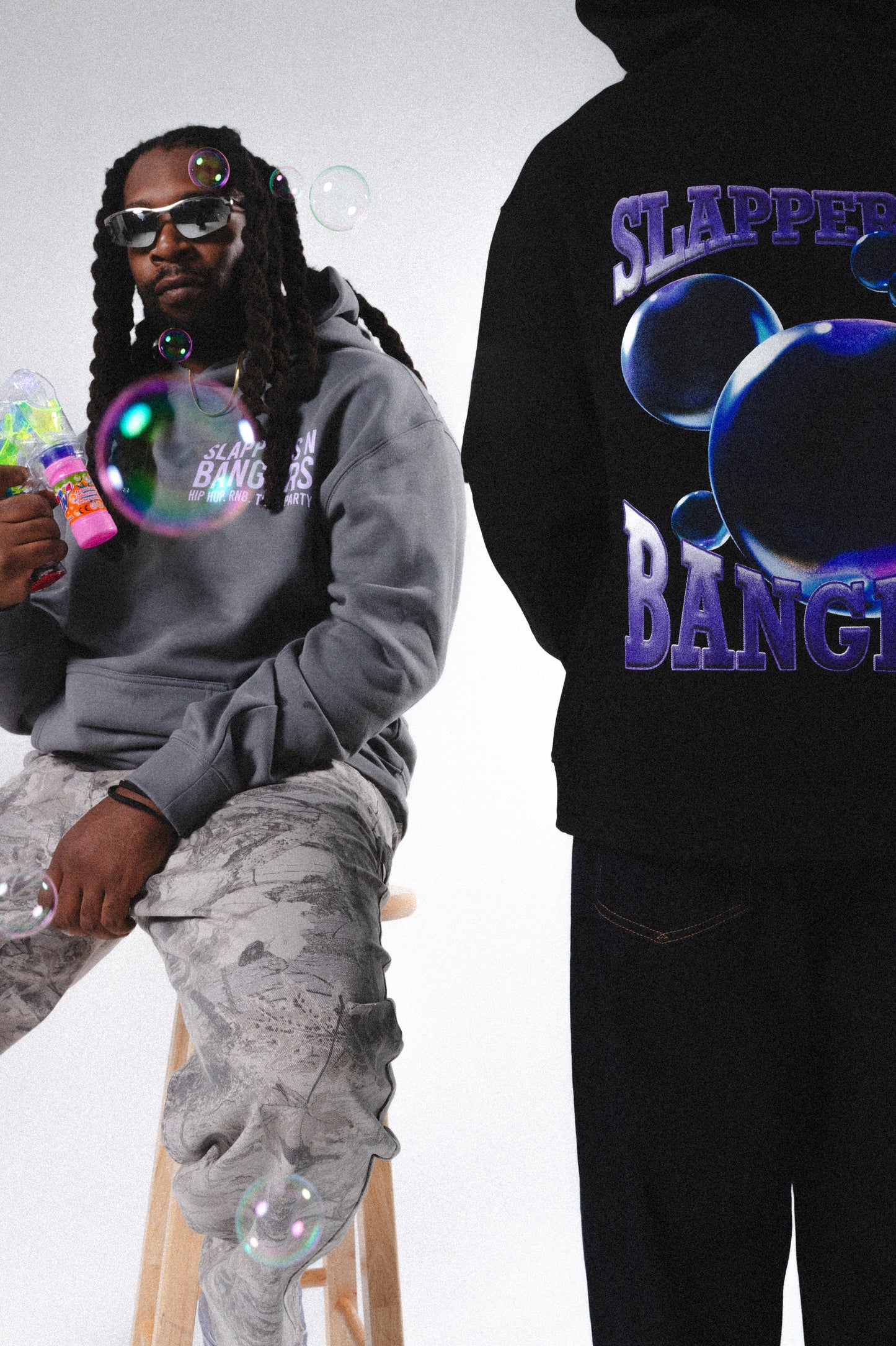 Slappers n' Bangers Gray Bubble Hoodie